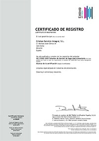 Certificado Seguridad Alimentaria Cristian ServicioIntegral 2018